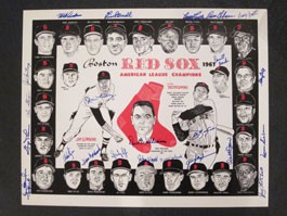1967 Boston Red Sox Team Autographed Placemat