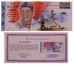 Carl Yastrzemski Autographed Cachet Designed by Artist Kendal Bevil