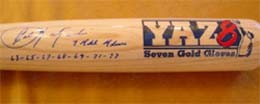 Carl Yastrzemski Autographed Limited Edition Yaz 7 Gold Glove Bat with all 7 years Inscribed