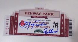 Commemorative Ticket from 100 years of Fenway Park Celebration Autographed by Carl Yastrzemski and Bobby Doerr