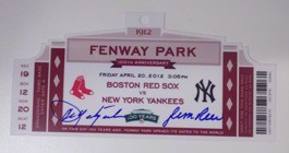 Commemorative Ticket from 100 years of Fenway Park Celebration Autographed by Carl Yastrzemski and Jim Rice
