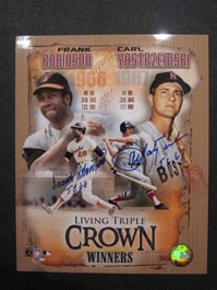 Triple Crown Carl Yastrzemski Frank Robinson Autographed Poster (8 x 10)