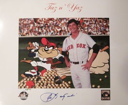 Carl Yastrzemski and Taz Autographed Photo