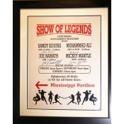 16x20 Framed Advertising Poster From appearance in Atlantic City, NJ. 1988 Signed by Muhammad Ali, Sandy Koufax, Joe Namath and Mickey Mantle