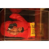 Signed Cassicus Clay and in Mint Condition Muhammad Ali Boxing Glove with Illustration signed by Muhammad Ali