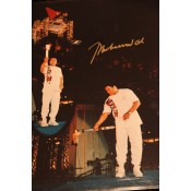 Signed 16x20 mint condition copy of Muhammad Ali lighting the Olympic Torch at the 1996 Olympic Ceremony in Atlanta