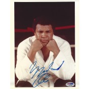 Signed 8x10 copy of Muhammad Ali in deep thought before an upcoming fight